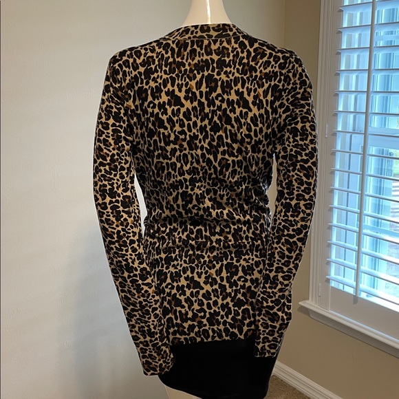 Tory Burch Classic Animal Print Cardigan Sweater w/TB Embellished Buttons Wool S - Picture 6 of 13